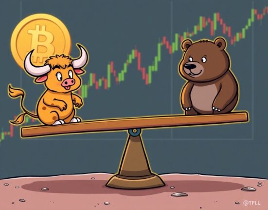 A chart illustrating BTC long-short ratios, depicting the current market sentiment for Bitcoin perpetual futures.