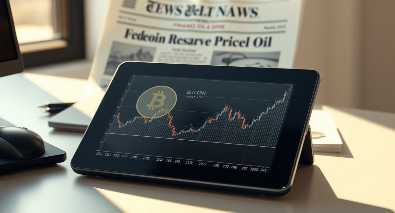 Bitcoin price chart analysis showing correlation with oil prices and Federal Reserve policy impact