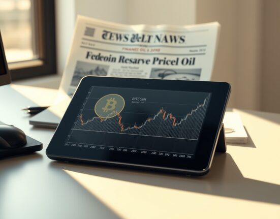 Bitcoin price chart analysis showing correlation with oil prices and Federal Reserve policy impact