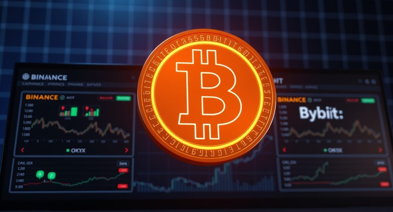 BTC perp long short ratio displayed on Binance, OKX, and Bybit trading dashboards