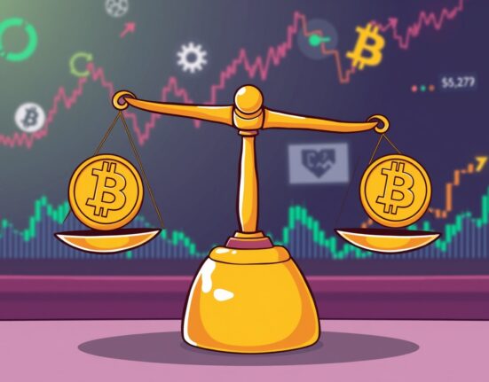 BTC perpetual futures trading balance scale showing current market sentiment ratios