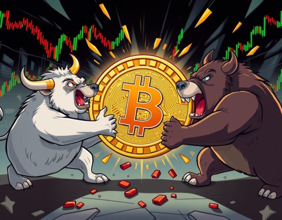 BTC perpetual futures market showing bears overpowering bulls in dramatic tug-of-war over Bitcoin price