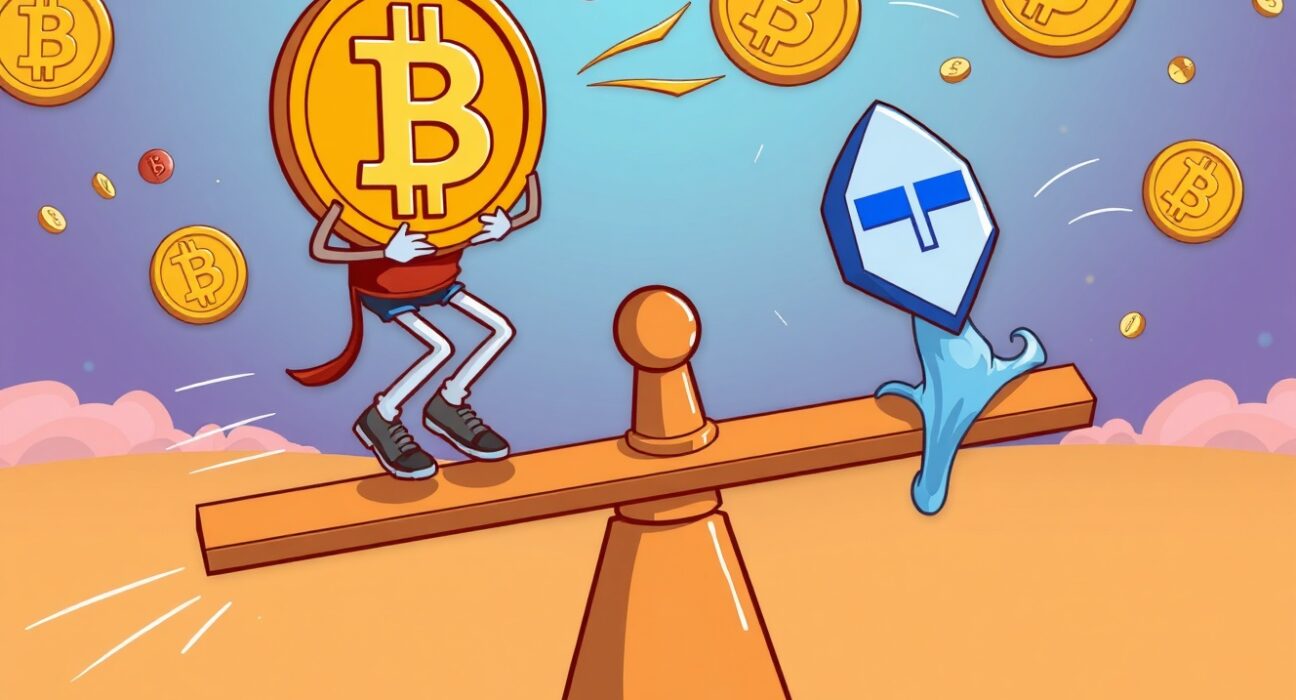 BTC price correlation visualized through Tether exchange flow movements in cryptocurrency market