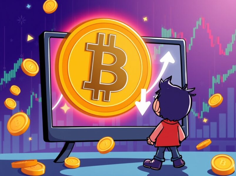 BTC price drop illustrated with falling Bitcoin coins and downward charts