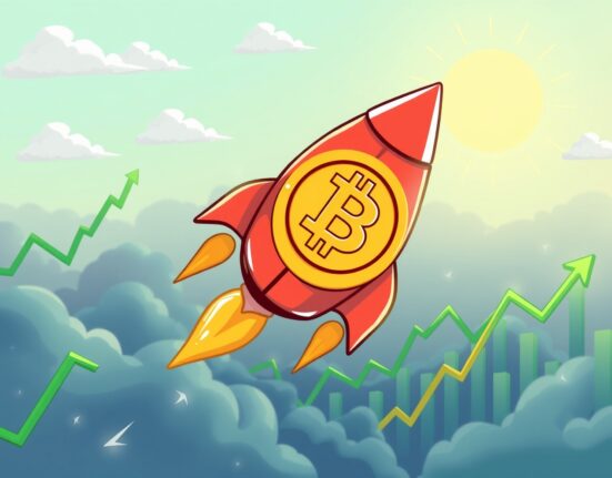 A cartoon rocket coin symbolizing the remarkable BTC price surge above $94,000.