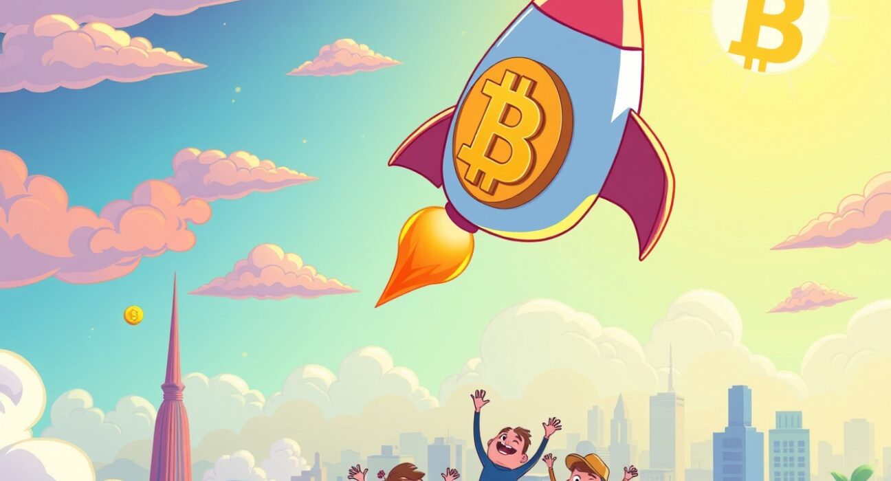 Bitcoin rocket celebrating as BTC rises above $103,000 milestone