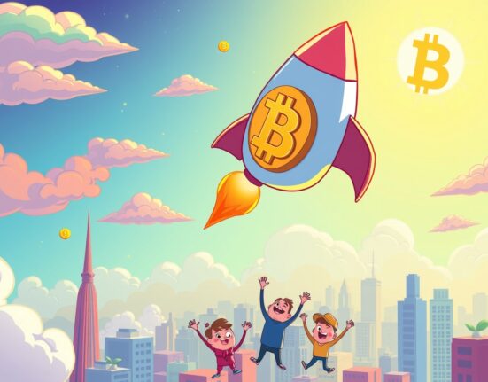 Bitcoin rocket celebrating as BTC rises above $103,000 milestone