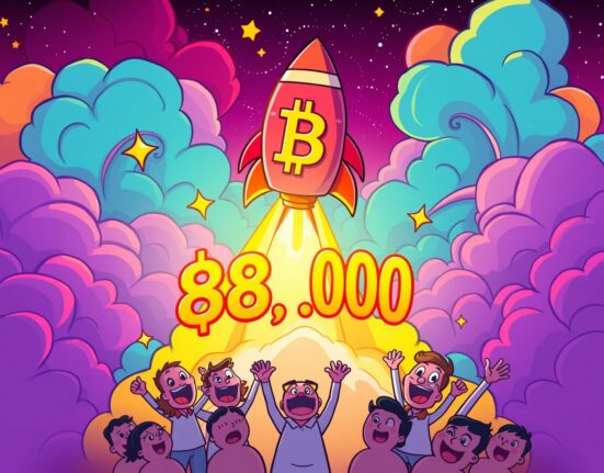 Bitcoin rocket soaring as BTC rises above $87,000 milestone in cryptocurrency market