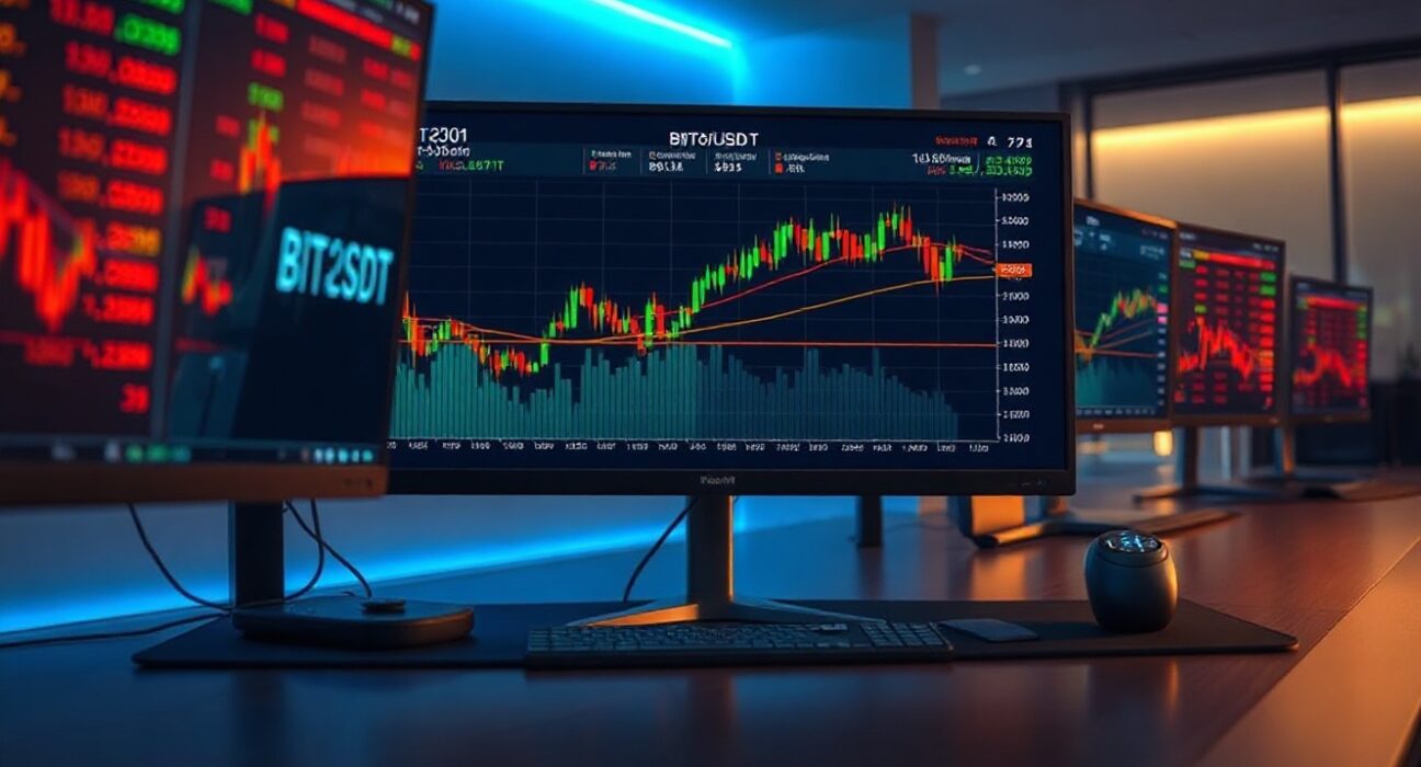 BTC spot CVD chart with Volume Heatmap and Cumulative Volume Delta on a trading monitor