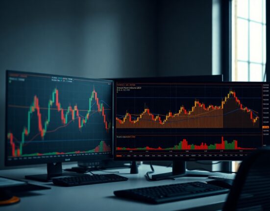 Bitcoin spot CVD chart with volume heatmap on trading monitor