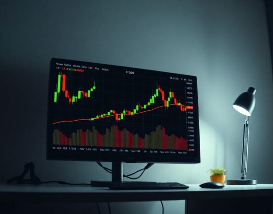 Bitcoin spot CVD chart showing volume heatmap and cumulative volume delta lines
