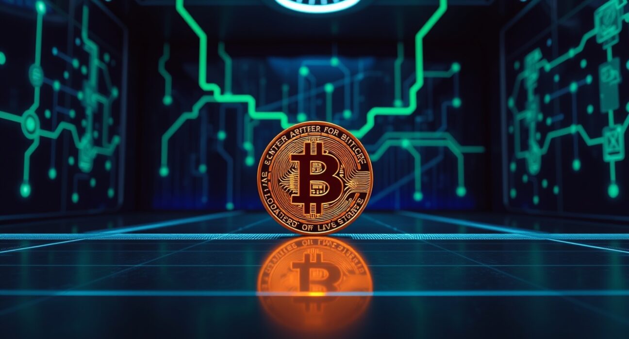 Large Bitcoin coin symbolizing a 2,770 BTC transfer to Kraken exchange, illustrating a significant whale alert event.