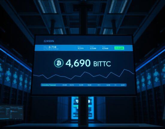 Bitcoin transaction screen showing 4,690 BTC transfer on a cryptocurrency exchange interface