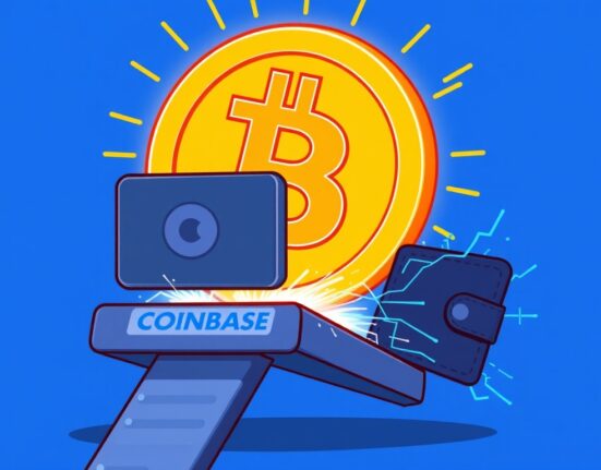 Cartoon showing a whale moving a large sum of BTC transferred to a secure institutional exchange, signaling a major market event.