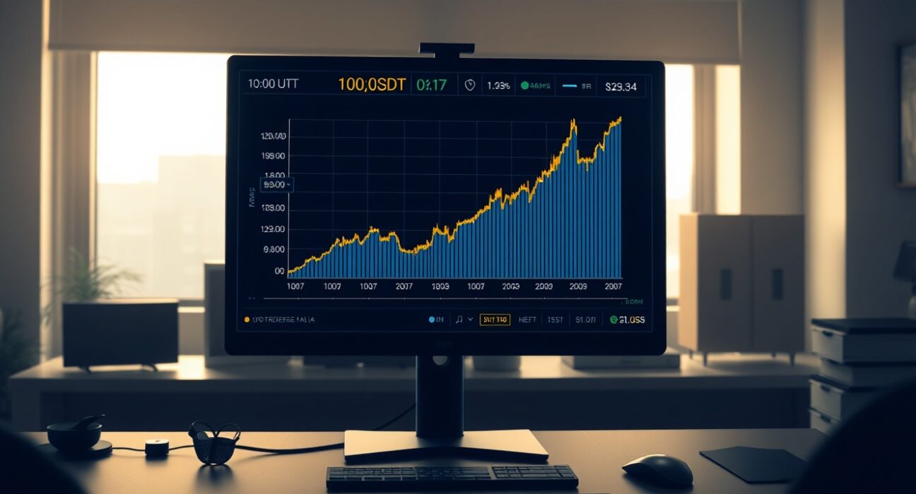 BTC/USDT spot CVD chart with volume heatmap and cumulative volume delta indicator at 10:00 a.m. UTC