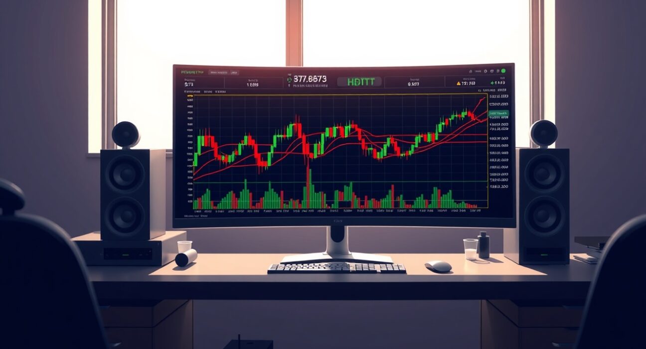 Professional BTC/USDT spot CVD chart analysis on a trading desk monitor at 5:00 a.m. UTC.