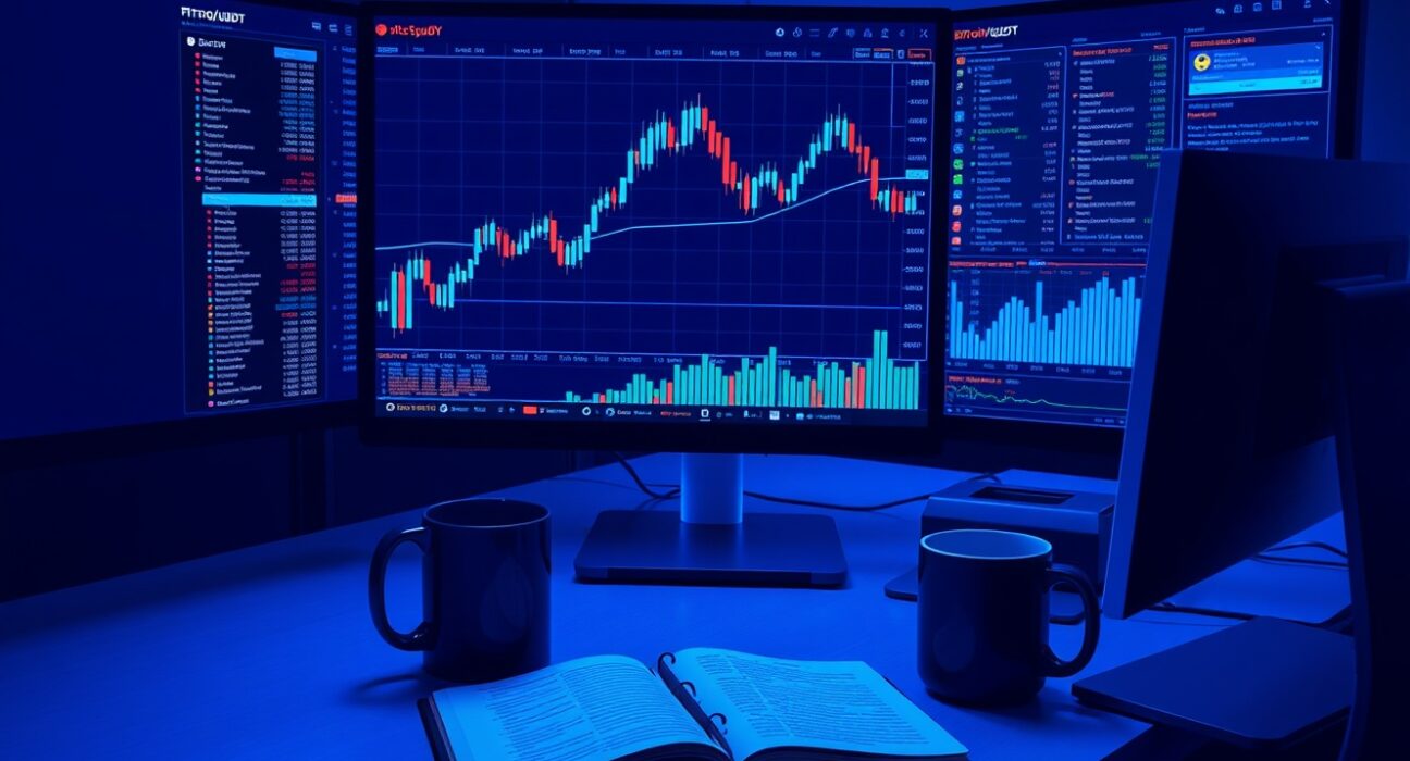 Professional analysis of BTC/USDT spot CVD chart showing volume heatmap and order flow data for April 18.