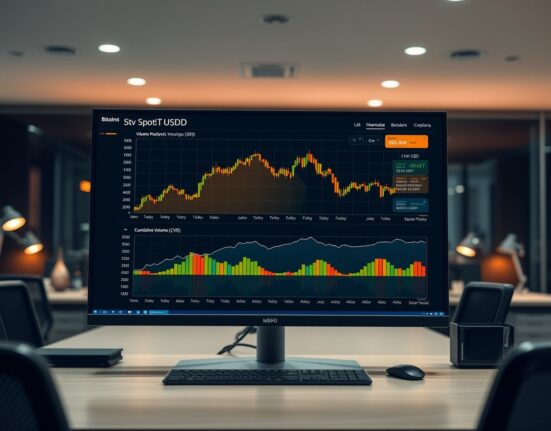 Professional trading monitor displaying a BTC/USDT Spot CVD chart with Volume Heatmap and Cumulative Volume Delta