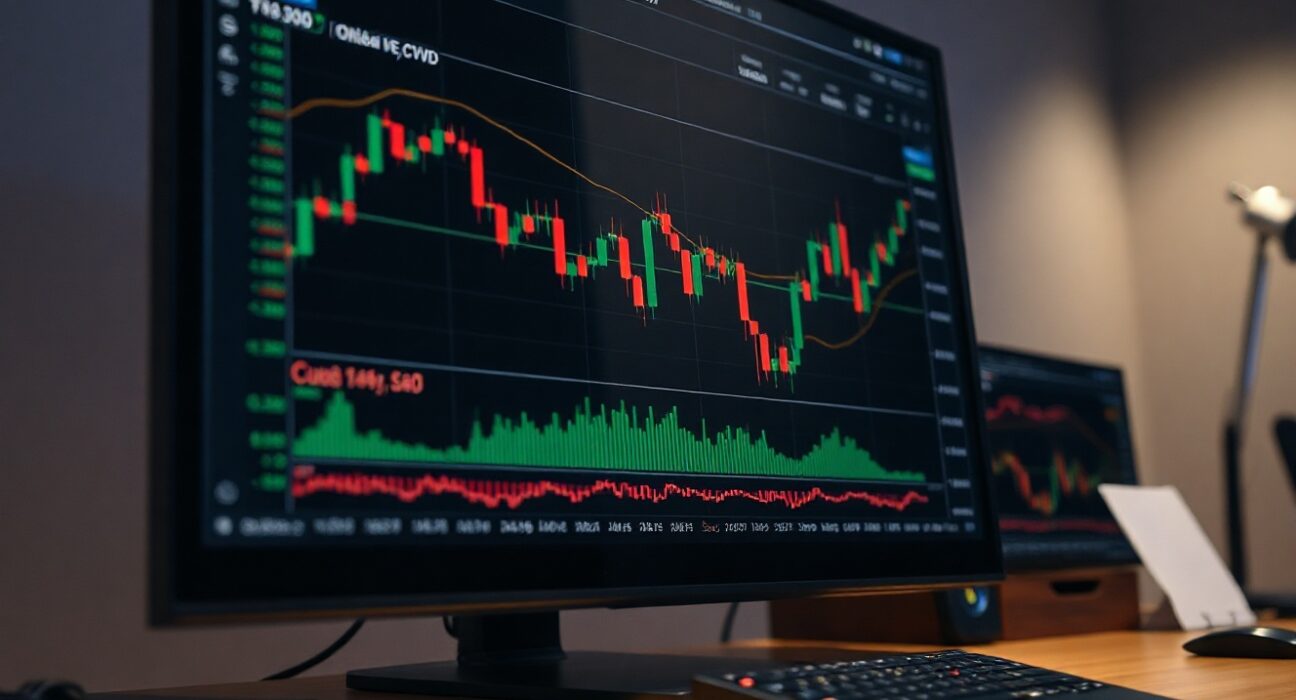 Bitcoin BTC/USDT spot CVD chart with volume heatmap and order flow analysis on a trading screen