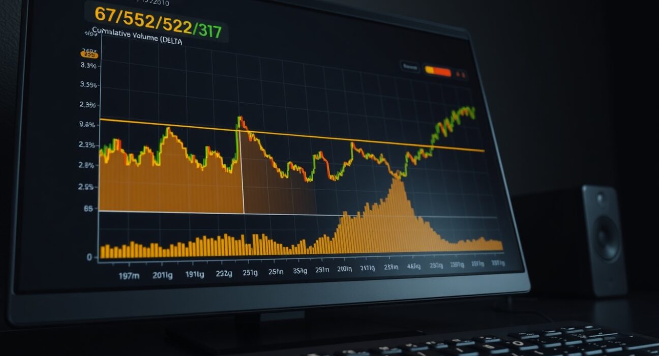 BTC/USDT spot CVD chart with volume heatmap and cumulative volume delta indicators for April 30, 2025.