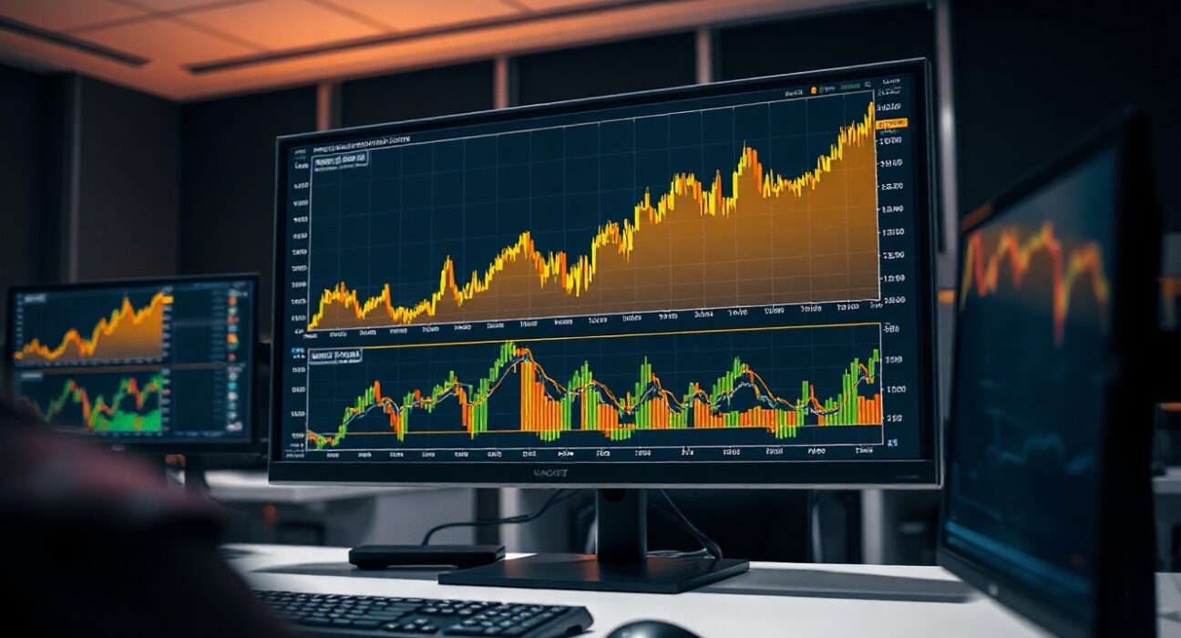 BTC/USDT spot CVD chart on a trading monitor showing Volume Heatmap and Cumulative Volume Delta lines by trade size