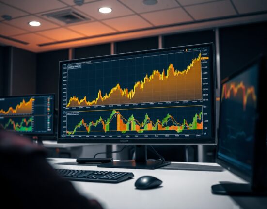 BTC/USDT spot CVD chart on a trading monitor showing Volume Heatmap and Cumulative Volume Delta lines by trade size