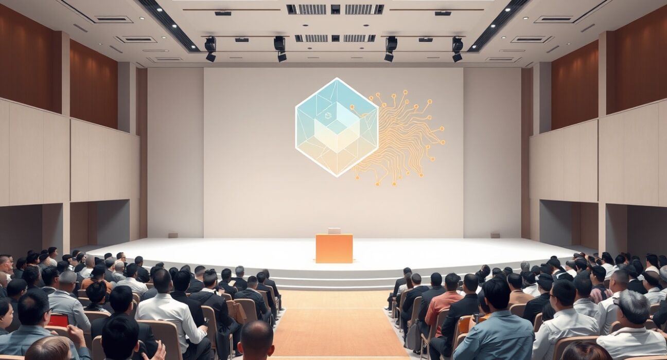 BUIDL Asia 2026 conference in Seoul showcasing the convergence of AI and blockchain technology on stage.