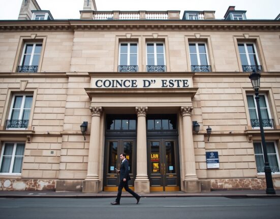 Exterior of the Conseil d'État building in Paris, France, site of a legal challenge to EU crypto tax rules.