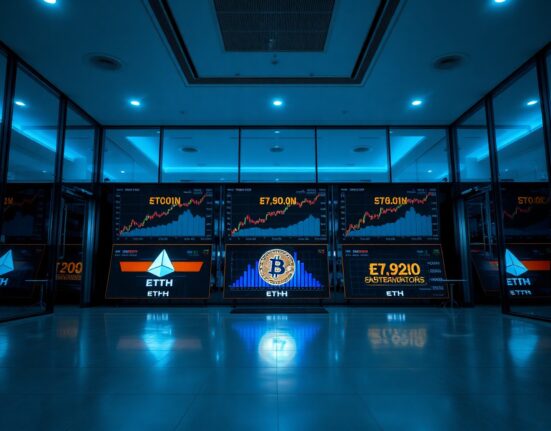 Bullish Q2 revenue growth displayed on trading screens in a modern financial office