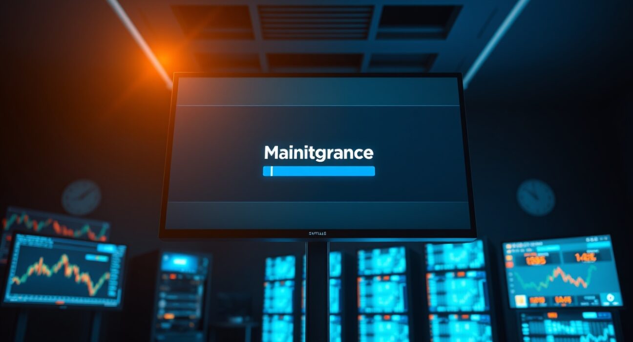 BullX trading platform suspended for upgrade with maintenance message on screen