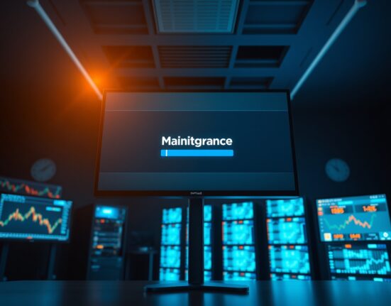 BullX trading platform suspended for upgrade with maintenance message on screen