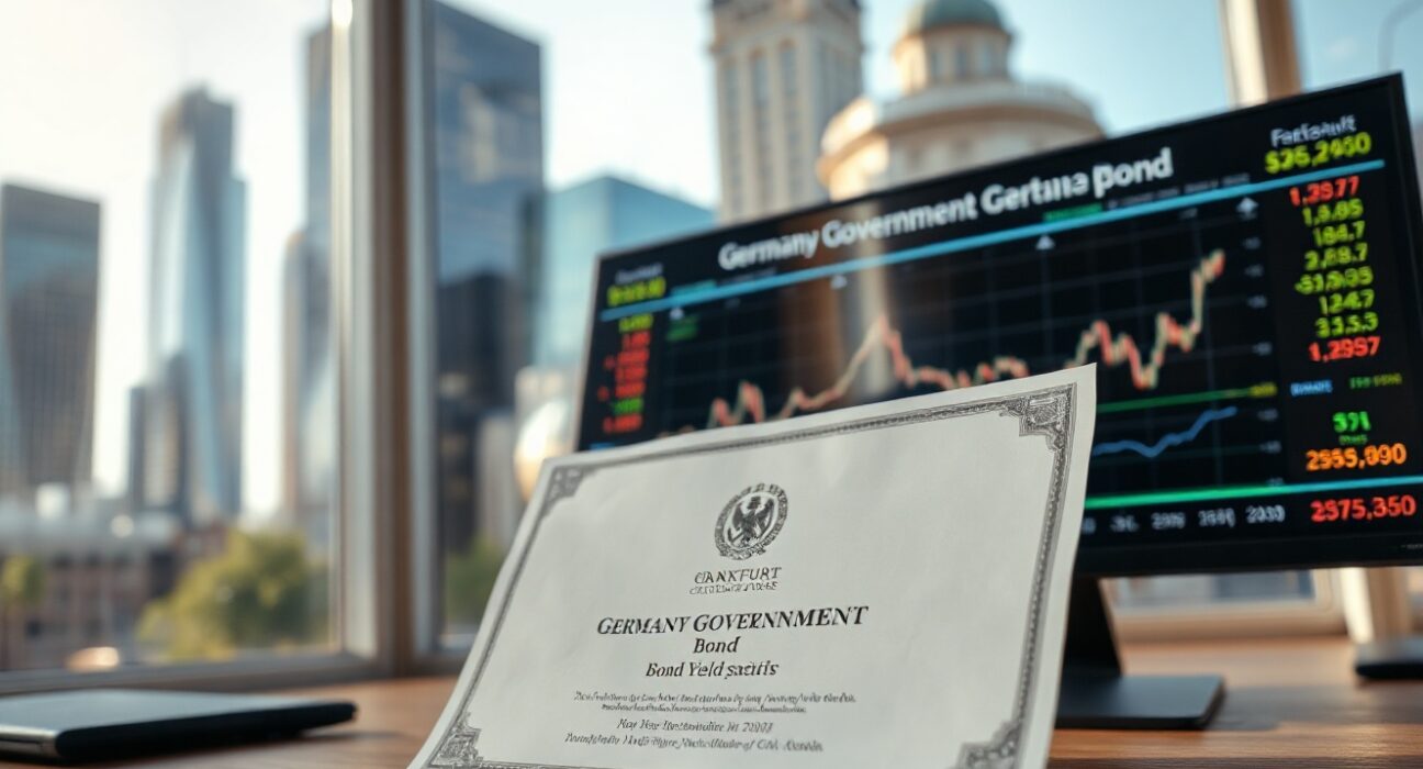 German government bond market trading screen with yield charts
