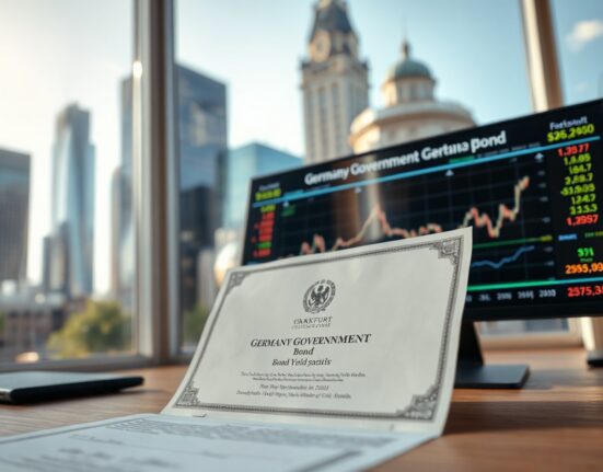 German government bond market trading screen with yield charts