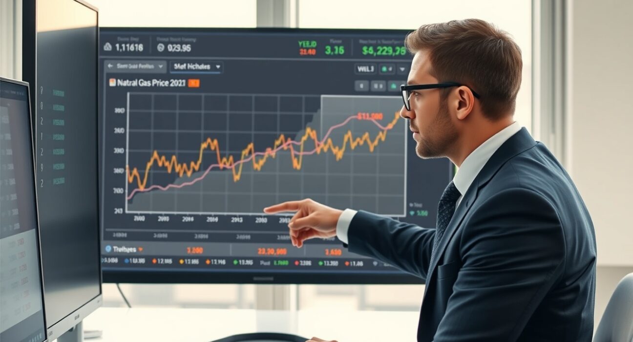 Financial analyst reviews German Bund yield and energy price charts impacting ECB monetary policy decisions.