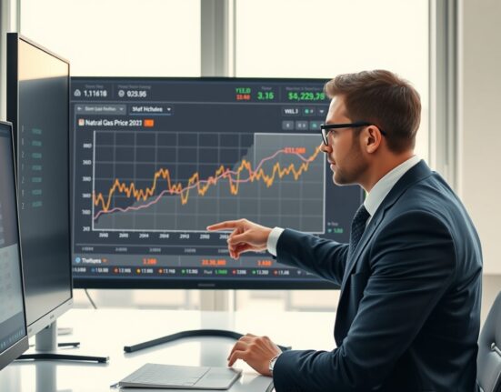 Financial analyst reviews German Bund yield and energy price charts impacting ECB monetary policy decisions.