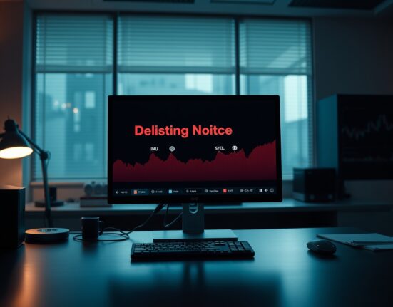 Crypto trading monitor showing Bybit delisting notice for IMU, PENGUIN, and SPELL tokens
