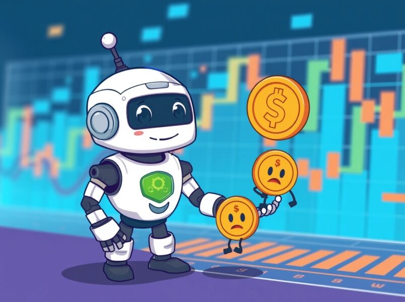 Cartoon illustration of Bybit delisting process showing digital coins being removed from exchange platform