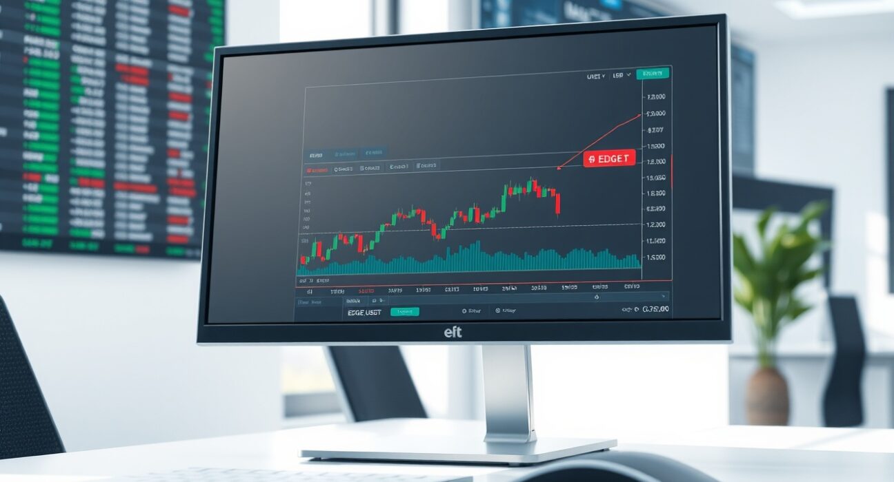 Bybit exchange interface showing the new EDGE token listing for spot trading on a professional trader's monitor.
