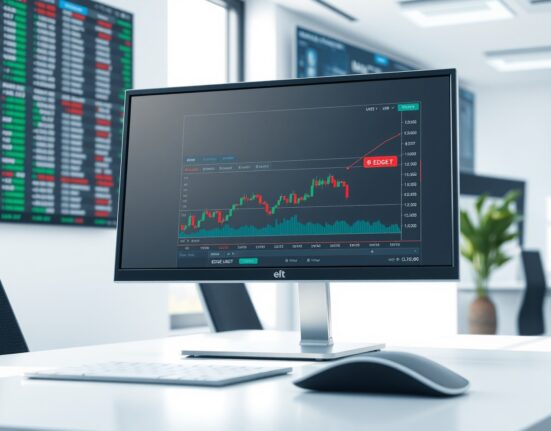Bybit exchange interface showing the new EDGE token listing for spot trading on a professional trader's monitor.