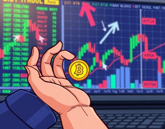 A cartoon image illustrating the Bybit KDA delisting, showing a coin being removed from a trading platform, signaling changes for traders.