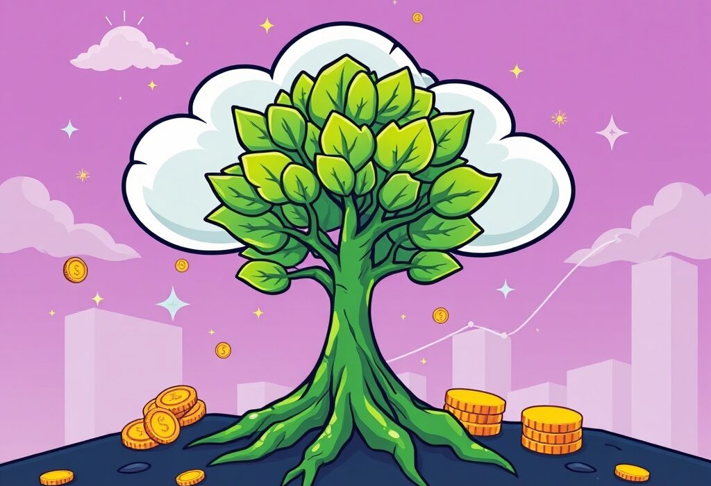 A digital TREE token is integrated into the Bybit listing platform, symbolizing new crypto trading opportunities and growth.