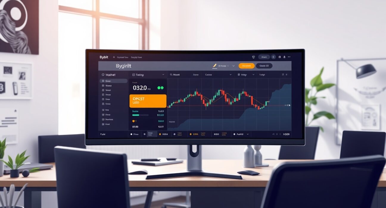 Bybit exchange interface showing OPG cryptocurrency listing for spot trading on professional trading monitor