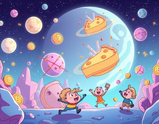 Exciting PIEVERSE listing announcement showing digital universe discovery in vibrant cartoon style