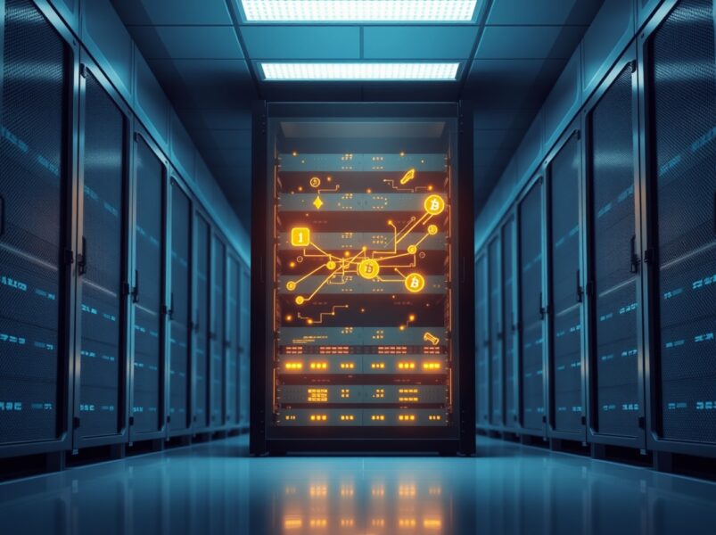 Secure data center representing Bybit's transparent cryptocurrency reserves and Proof of