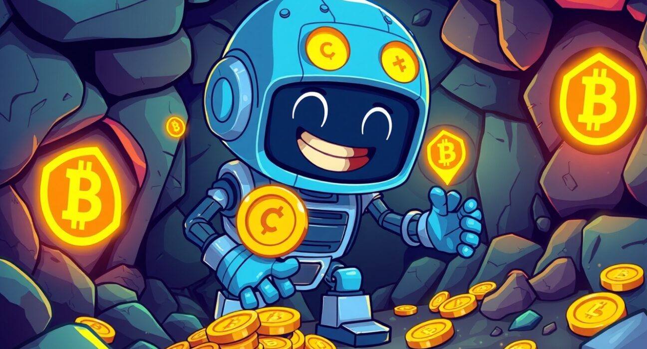 Canaan Bitcoin holdings represented as digital gold mining operation with blockchain elements