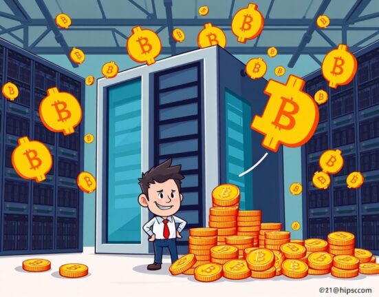 A cartoon illustrating Canaan's successful Bitcoin mining operations and the significant growth in their Bitcoin holdings.