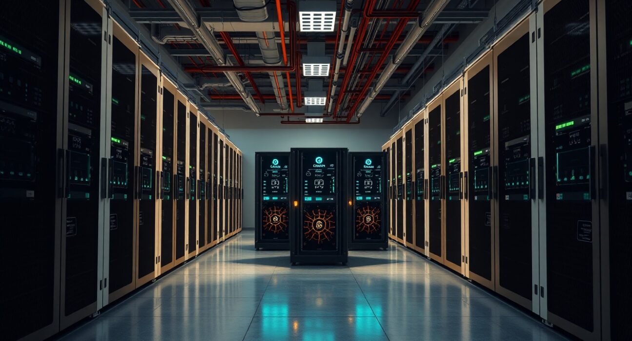 Canaan Bitcoin mining operations inside a modern data center facility.
