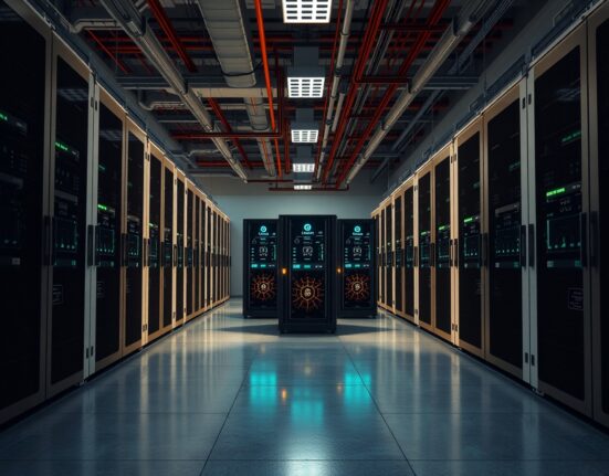 Canaan Bitcoin mining operations inside a modern data center facility.