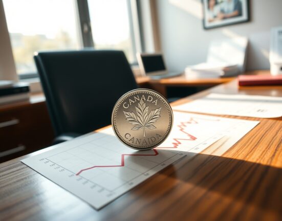 Canadian inflation analysis showing diverging core and headline trends with loonie coin on graph