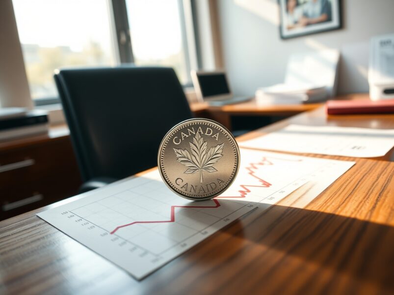 Canadian inflation analysis showing diverging core and headline trends with loonie coin on graph